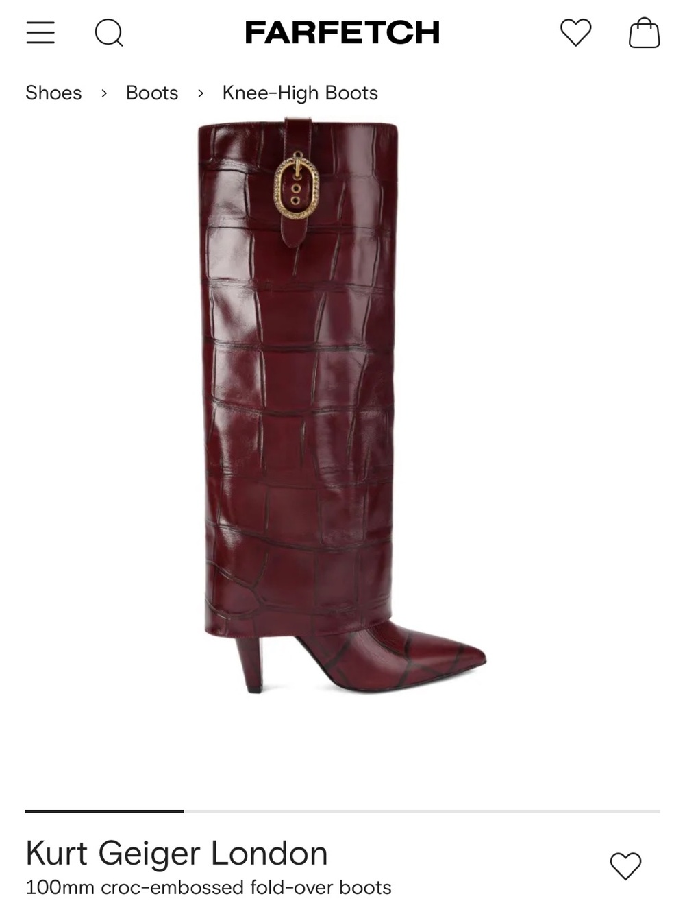 Kurt Geiger Croc-Embossed London
100mm fold-over boots #NEW #NWT